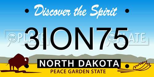 3ION75 North Dakota License Plate