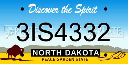 3IS4332 North Dakota License Plate