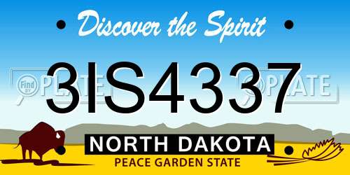 3IS4337 North Dakota License Plate