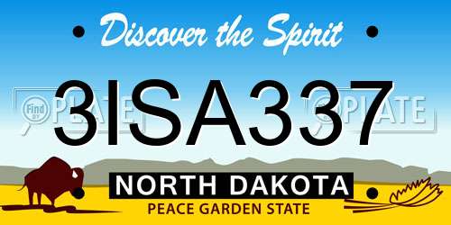 3ISA337 North Dakota License Plate