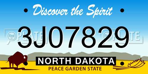 3J07829 North Dakota License Plate