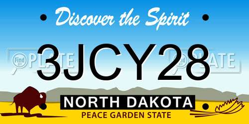 3JCY28 North Dakota License Plate