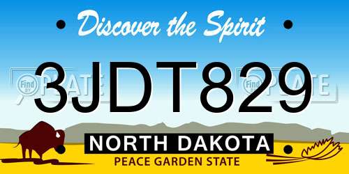 3JDT829 North Dakota License Plate