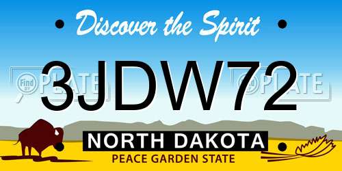 3JDW72 North Dakota License Plate