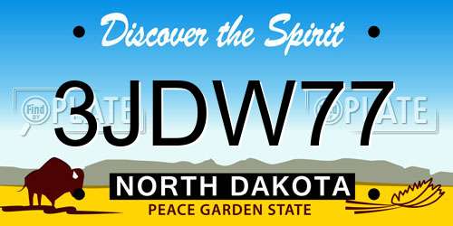 3JDW77 North Dakota License Plate
