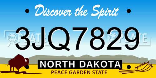 3JQ7829 North Dakota License Plate