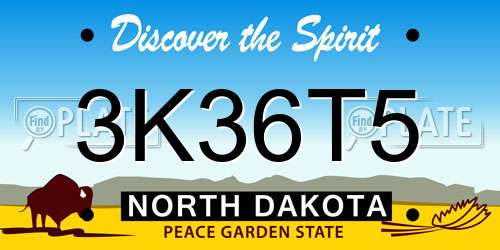 3K36T5 North Dakota License Plate