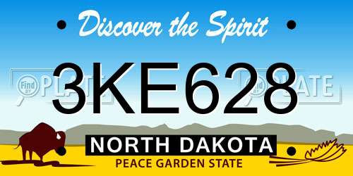 3KE628 North Dakota License Plate