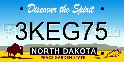 3KEG75 North Dakota License Plate