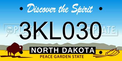 3KL030 North Dakota License Plate