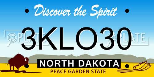 3KLO30 North Dakota License Plate