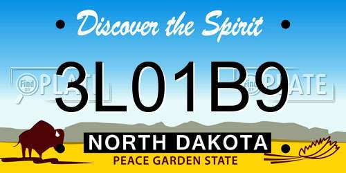 3L01B9 North Dakota License Plate