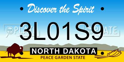 3L01S9 North Dakota License Plate