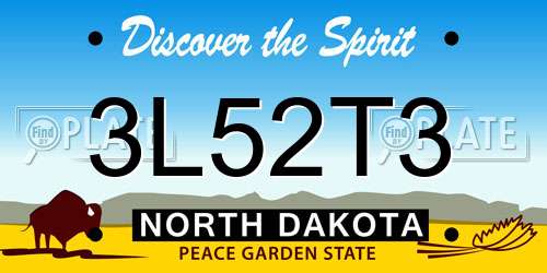 3L52T3 North Dakota License Plate