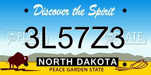 3L57Z3 North Dakota License Plate