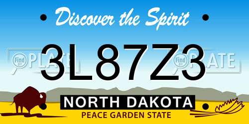 3L87Z3 North Dakota License Plate