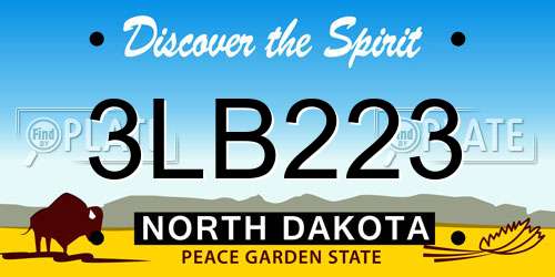 3LB223 North Dakota License Plate