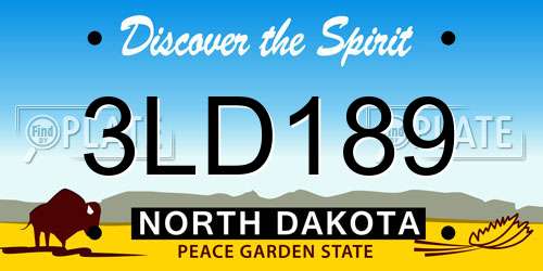 3LD189 North Dakota License Plate