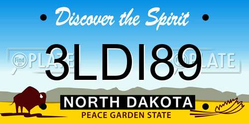 3LDI89 North Dakota License Plate