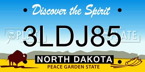 3LDJ85 North Dakota License Plate