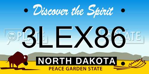 3LEX86 North Dakota License Plate