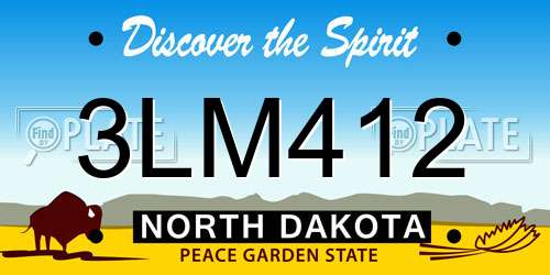 3LM412 North Dakota License Plate