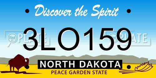 3LO159 North Dakota License Plate