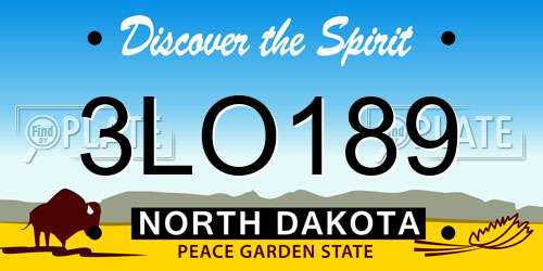 3LO189 North Dakota License Plate