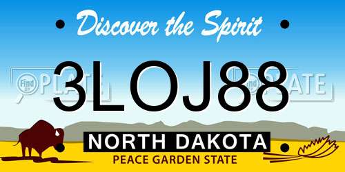 3LOJ88 North Dakota License Plate