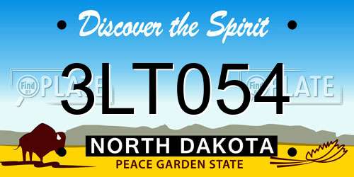 3LT054 North Dakota License Plate