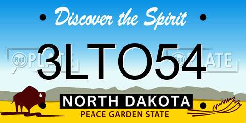3LTO54 North Dakota License Plate