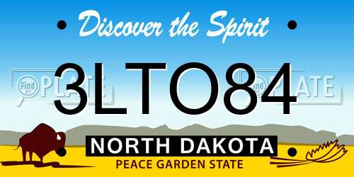 3LTO84 North Dakota License Plate