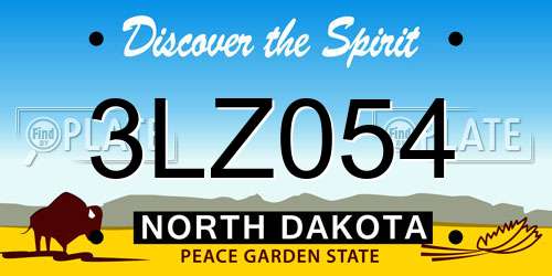 3LZ054 North Dakota License Plate
