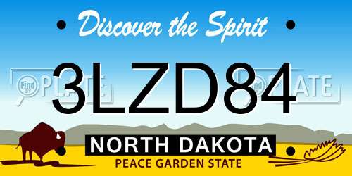 3LZD84 North Dakota License Plate