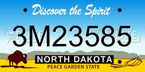 3M23585 North Dakota License Plate