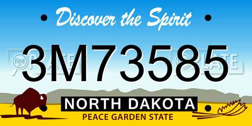 3M73585 North Dakota License Plate