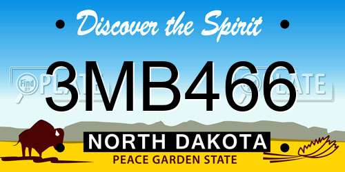 3MB466 North Dakota License Plate