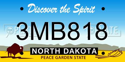 3MB818 North Dakota License Plate