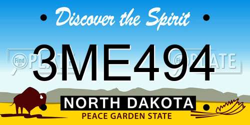 3ME494 North Dakota License Plate