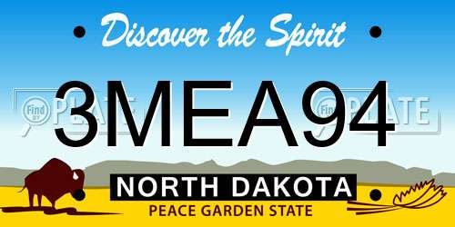 3MEA94 North Dakota License Plate