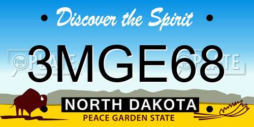 3MGE68 North Dakota License Plate