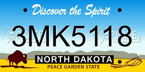 3MK5118 North Dakota License Plate