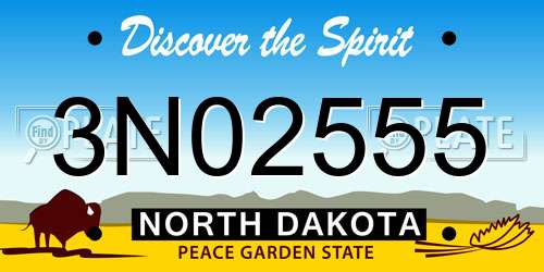 3N02555 North Dakota License Plate