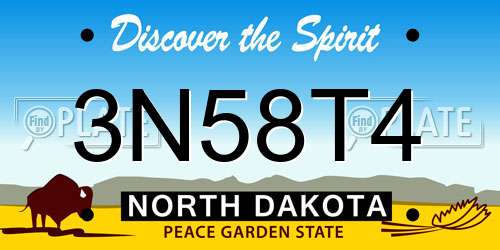 3N58T4 North Dakota License Plate