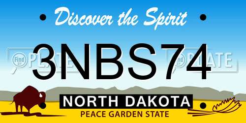 3NBS74 North Dakota License Plate