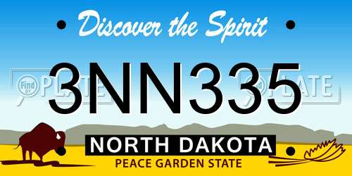 3NN335 North Dakota License Plate