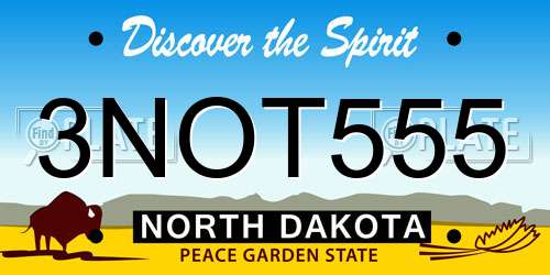 3NOT555 North Dakota License Plate