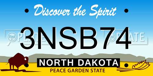 3NSB74 North Dakota License Plate