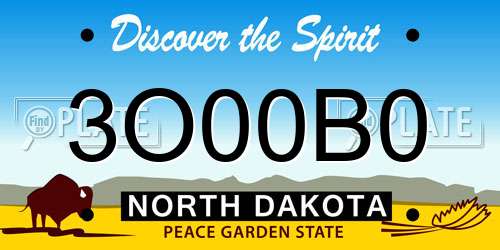 3O00B0 North Dakota License Plate
