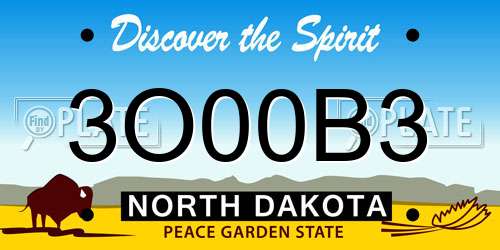 3O00B3 North Dakota License Plate